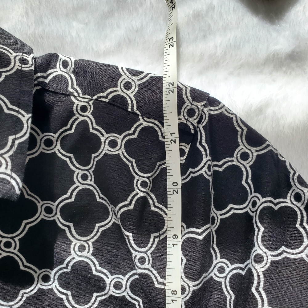 Talbots Black And White Patterned Button Down Shi… - image 7